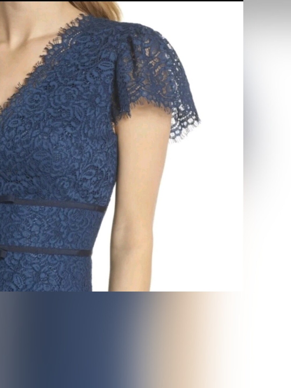 NWT Gal Meets Glam "Ginger" Rosebud Lace Sheath Dress Navy Blue Size 12 - Picture 6 of 12
